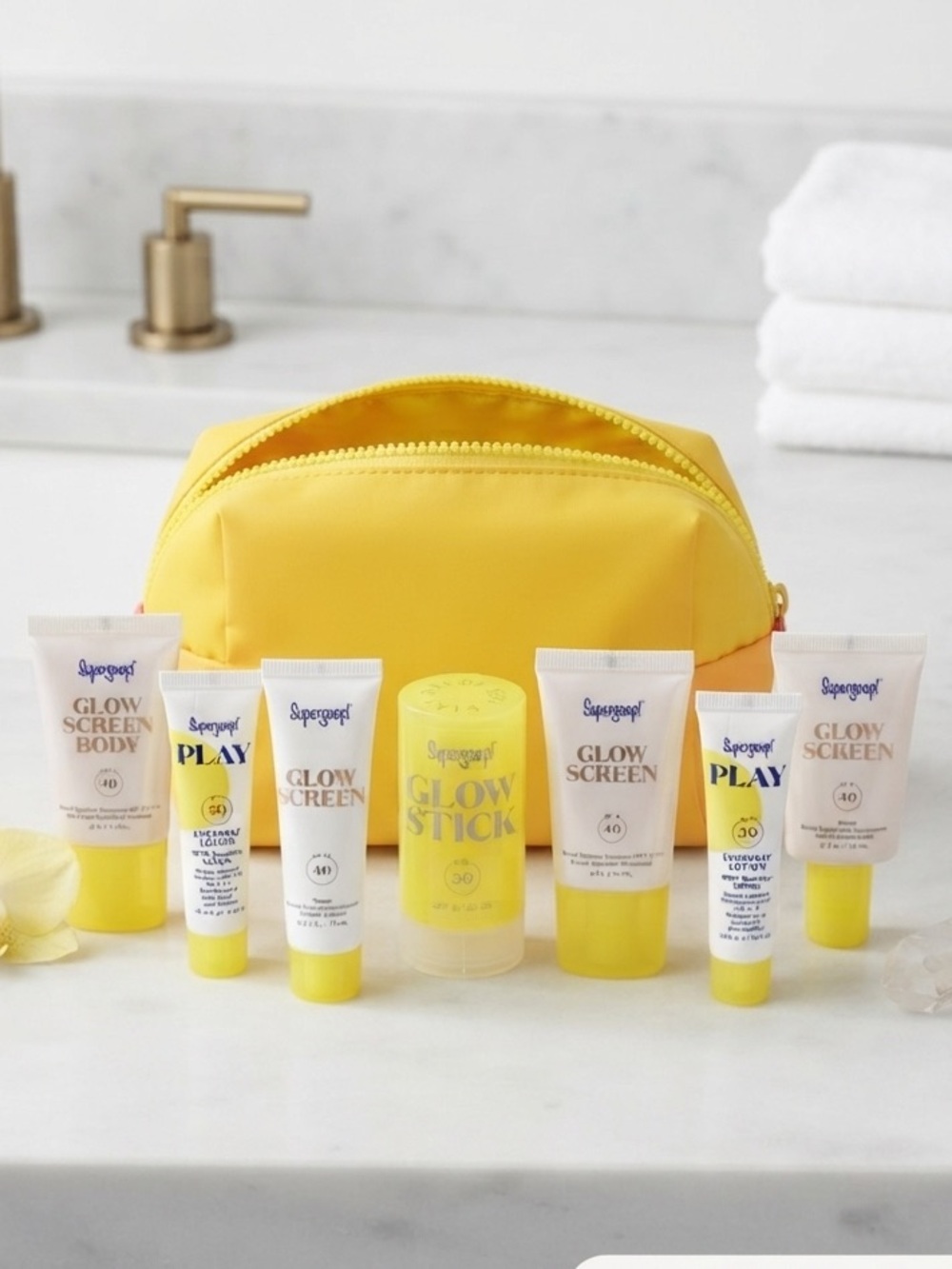 Supergoop! Yellow Travel Sunscreen Kit with Pouch